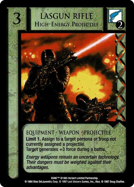 Lasgun Rifle, High-Energy Projectile.