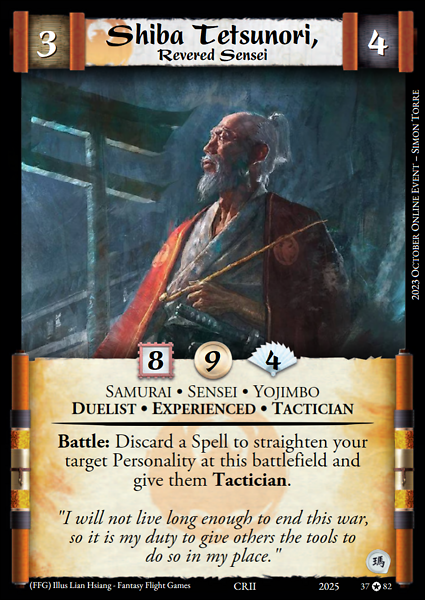 Shiba Tetsunori, Revered Sensei