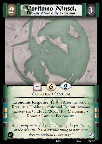 Yoritomo Ninsei, Broken Wave City Governor