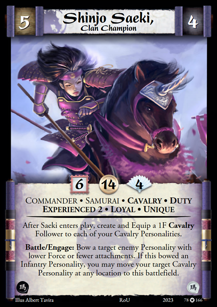 Shinjo Saeki, Clan Champion